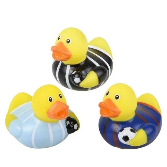2" SOCCER RUBBER DUCKIES - 12 Assorted Ducks Per Order - Picture 1 of 1